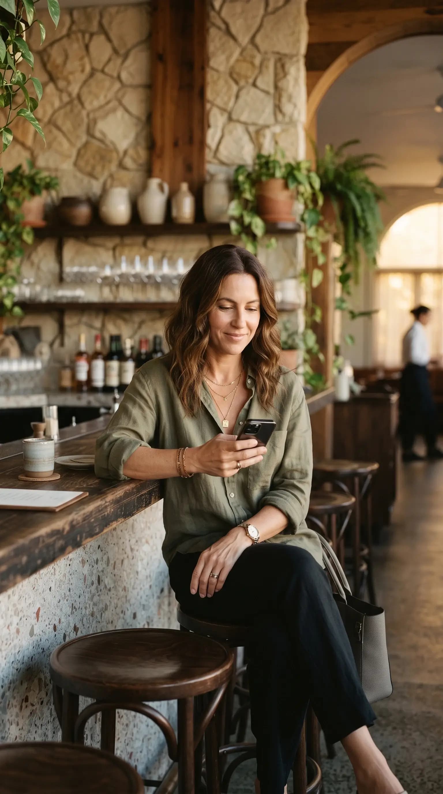 Restaurateur refining their digital menu on a phone