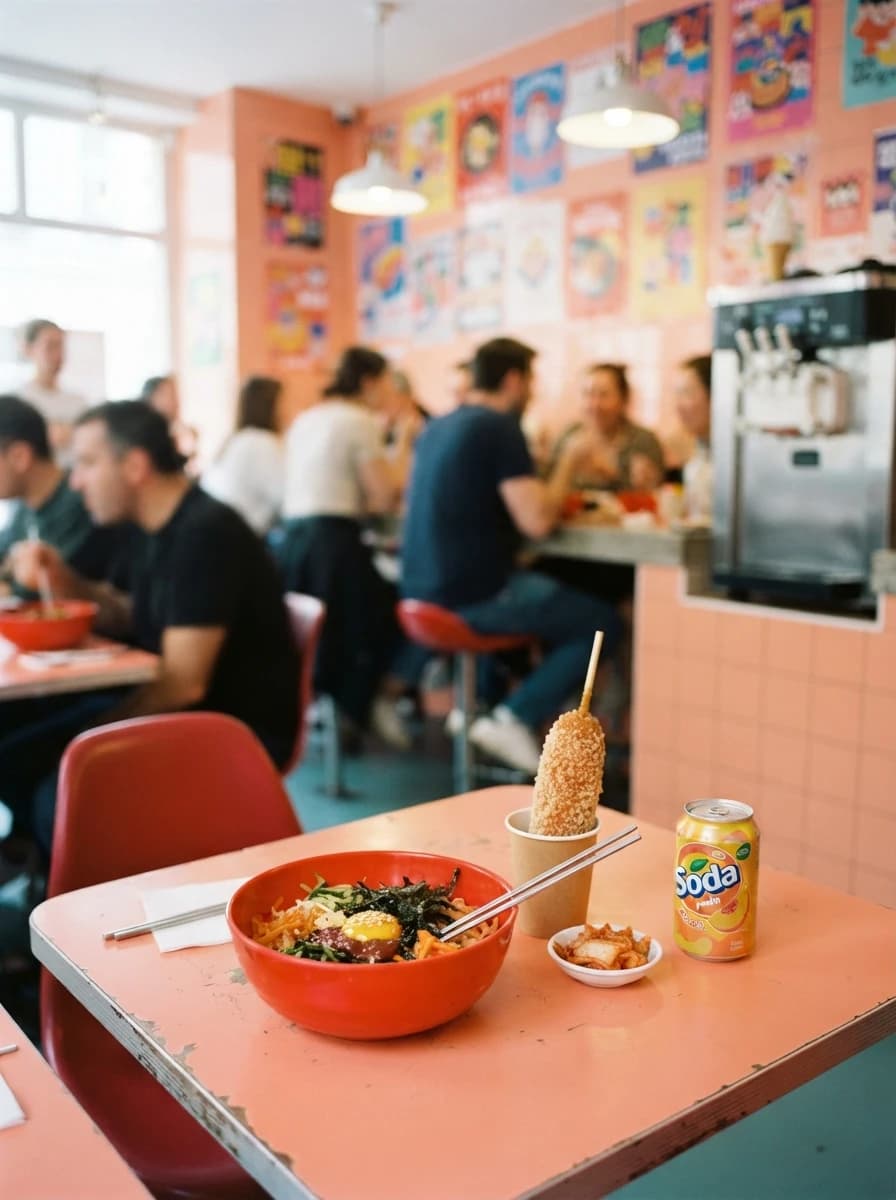 Pop — Bright canteen, street food and punchy energy.