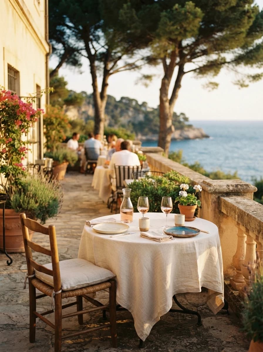 Riviera — Mediterranean dining, terrace and polish.